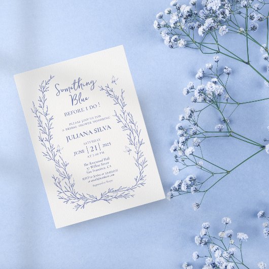 Invitation Élégant quelque chose Fête des mariées Florale Ble