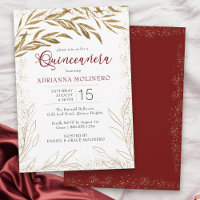 Élégant Quinceanera Feuilles rouge et or
