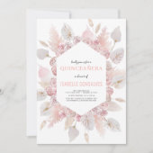 Invitation Elégant QUINCEAÑERA Moderne Boho Aquarelle Blush (Devant)
