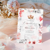 Invitation Elégant Quinceañera rouge floral