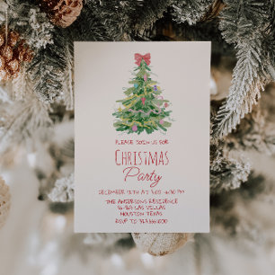 Invitation Élégant Quirky Coloré Noël Bow Tree Party