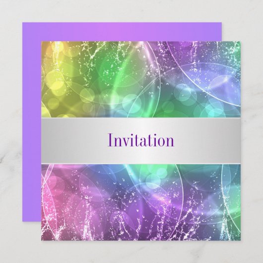 Invitation Elégant Rainbow Bubbles 12 Special Birthday Event (Devant / Derrière)