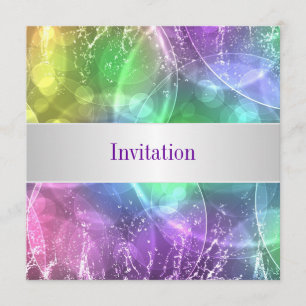 Invitation Elégant Rainbow Bubbles 12 Special Birthday Event
