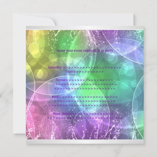 Invitation Elégant Rainbow Bubbles 12 Special Birthday Event (Dos)