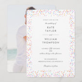 Invitation Elégant Rainbow Confetti Mariage photo (Devant / Derrière)