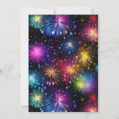 Invitation Elégant Rainbow Fireworks Gold Frame Mariage (Dos)