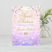 Invitation Elégant Rainbow Lights & Confetti Photo Sweet 16 (Debout devant)