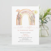 Invitation Elégant Rainbow Little Fleur sauvage 1er anniversa (Debout devant)