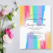 Invitation Elégant Rainbow Watercolor 2024 Graduation Party