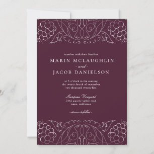 Invitation Élégant raisins Motif Vin Mariage