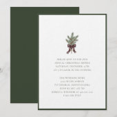 Invitation Élégant rameau de pin aquarelle avec nœud écossais (Devant / Derrière)