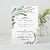 Invitation Élégant rameau de verdure de mariage à l'olive (Debout devant)
