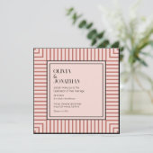 Invitation Élégant rayures rose en poudre Mariage simple (Debout devant)