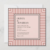 Invitation Élégant rayures rose en poudre Mariage simple (Devant)