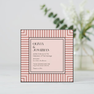 Invitation Élégant rayures rose en poudre Mariage simple