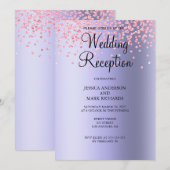 Invitation Élégant Réception de Mariage Rose Pailleté Violet  (Devant / Derrière)