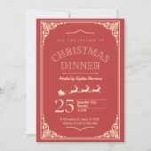 Invitation Elegant Red and Cream Detail Dîner de Noël (Devant)