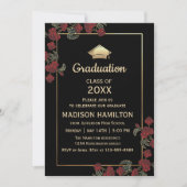 Invitation Élégant Red and Gold Graduation Party (Devant)