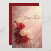 Invitation Elegant Red and Pink Fantasy Wedding Roses (Devant / Derrière)
