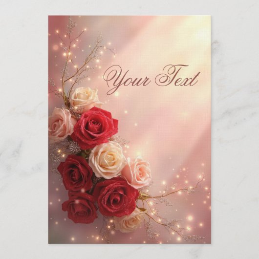 Invitation Elegant Red and Pink Fantasy Wedding Roses (Devant)