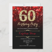 Invitation Elégant Red Black Gold 60e anniversaire (Devant)