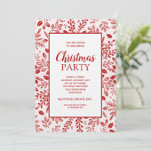 Invitation Elegant Red Botanicals Christmas Party (Debout devant)