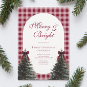 Invitation Elegant Red Bow Gingham Family Christmas Party