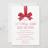Invitation Elegant Red Bow Merry Little Christmas Baby Shower (Devant)