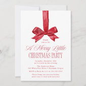 Invitation Elegant Red Bow Merry Little Christmas Party (Devant)