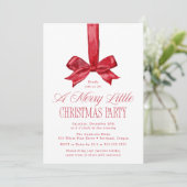 Invitation Elegant Red Bow Merry Little Christmas Party (Debout devant)