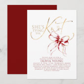 Invitation Elegant Red Bow She's Tying The Knot Bridal Shower (Devant / Derrière)
