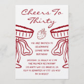 Invitation Elegant Red Cheers to Thirty Cocktail 30 Birthday (Devant)