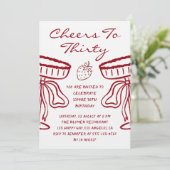 Invitation Elegant Red Cheers to Thirty Strawberry Birthday (Debout devant)
