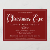 Invitation Elegant Red Christmas Eve Candlelight Service (Devant)