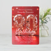 Invitation Elegant Red Diamond Gemstone Glamour 90th Party (Debout devant)