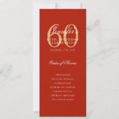 Invitation Élégant Red Gold 60th Birthday Program Menu (Devant)