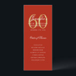 Invitation Élégant Red Gold 60th Birthday Program Menu<br><div class="desc">Design élégant "Programme de fête d'anniversaire" avec une typographie de script sophistiquée avec du texte personnalisé.</div>