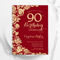 Elégant Red Gold Rose 90e anniversaire