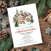 Invitation Elegant red green festive city Christmas party