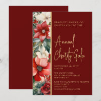 Élégant Red Green Floral Charity Événement Gala Pa