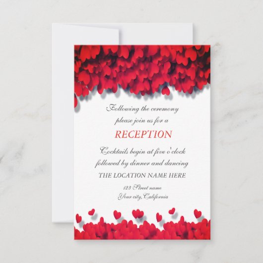 Invitation Elegant Red Hearts réception   (Devant)