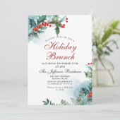 Invitation Élégant Red Holly Berry Noël Brunch de Noël (Debout devant)