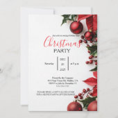 Invitation Elegant Red Ornaments Office Christmas Party (Devant)