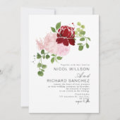 Invitation Elegant Red & Pink Summer Floral Wedding  (Devant)