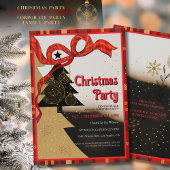 Invitation Elegant Red Plaid Ribbon Christmas Party 