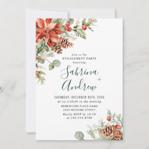 Invitation Elégant Red Poinsettia Aquarelle PARTICIPANT