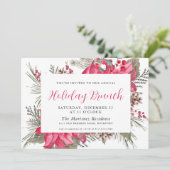 Invitation Elégant Red Poinsettia Botanique de vacances Brunc (Debout devant)