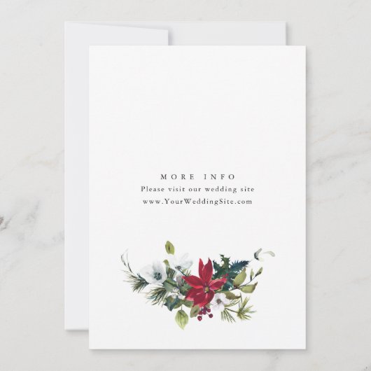 Invitation Élégant Red Poinsettia Noël ENGAGEMENT PARTI (Dos)