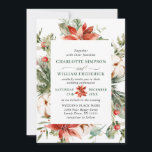 Invitation Elegant Red Poinsettia Pine Fir Watercolor Wedding<br><div class="desc">Create the perfect Wedding invite with this "Elegant Red Poinsettia Pine Fir Watercolor Wedding Invite" modèle. For further customization,  please click the "customize further" link and use our design tool to modify this template. If you need help or matching items,  please contact me.</div>