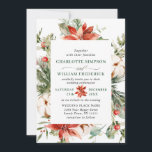 Invitation Elegant Red Poinsettia Pine Fir Watercolor Wedding<br><div class="desc">Create the perfect Wedding invite with this "Elegant Red Poinsettia Pine Fir Watercolor Wedding Invite" modèle. For further customization,  please click the "customize further" link and use our design tool to modify this template. If you need help or matching items,  please contact me.</div>